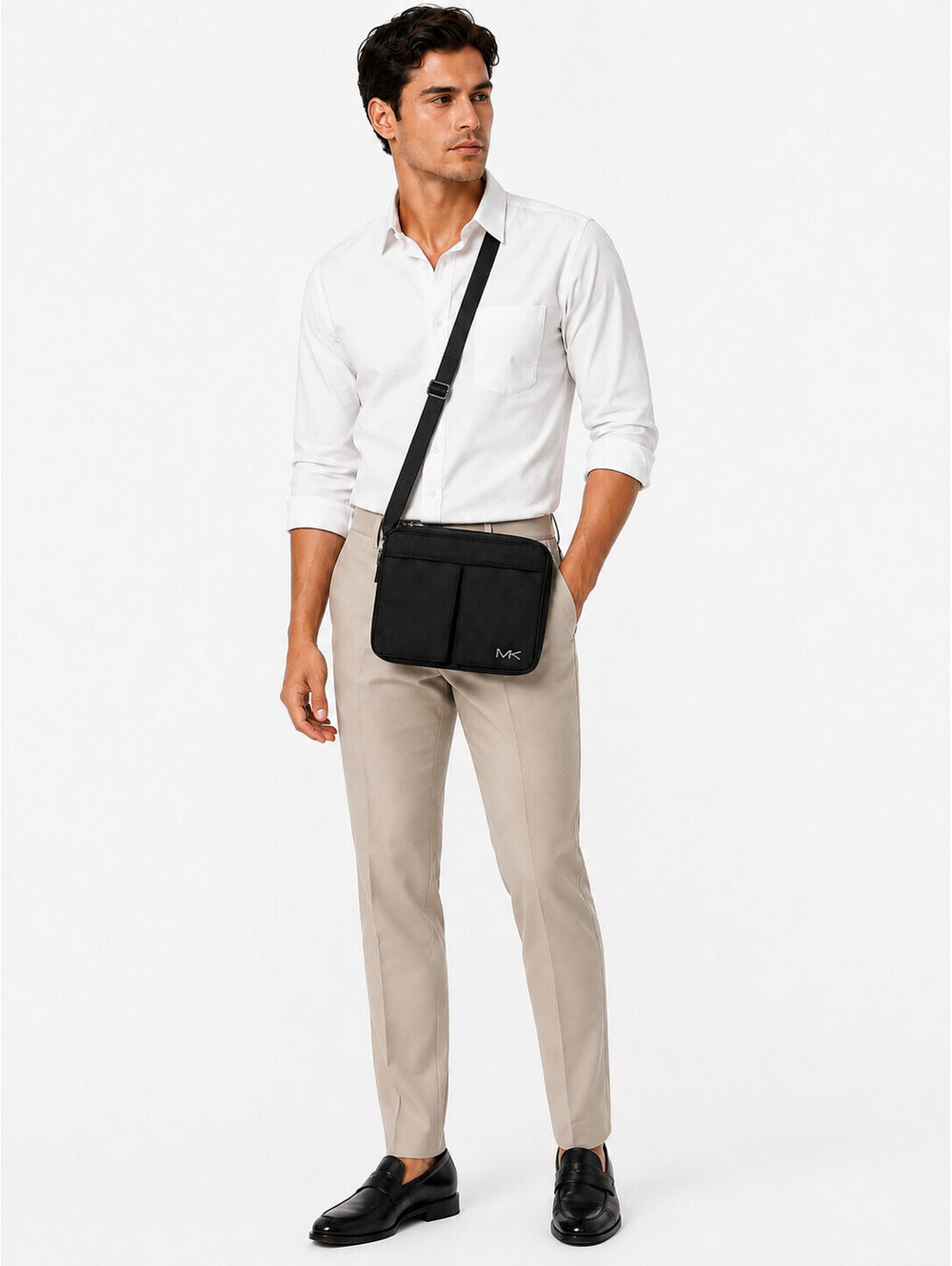 Michael Kors Malone Men's Expandable Crossbody Black 100% nylon NWT